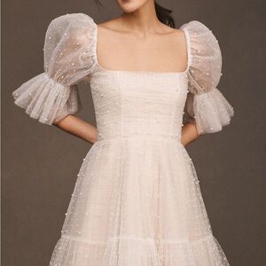By Watters Macaron Square-Neck Tulle Embellished Mini Dress